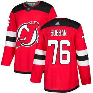 Sleek Adidas Devils #76 P.K. Subban Red Home Authentic Stitched NHL Jersey to show your team spirit