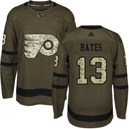 Stylish Adidas Flyers #13 Kevin Hayes Green Salute to Service Stitched NHL Jersey for ultimate sports enthusiasts