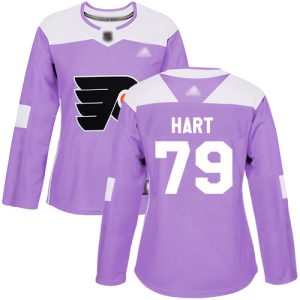 Stylish Adidas Flyers #79 Carter Hart Purple Authentic Fights Cancer Women's Stitched NHL Jersey for die - hard hockey fans