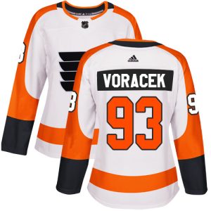 Gorgeous Adidas Flyers #93 Jakub Voracek White Road Authentic Women's Stitched NHL Jersey perfect for game days