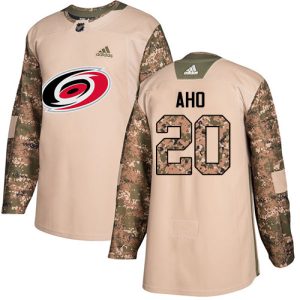 Fantastic Adidas Hurricanes #20 Sebastian Aho Camo Authentic 2017 Veterans Day Stitched NHL Jersey perfect for game days