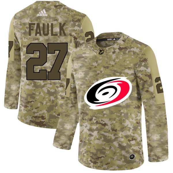 Stunning Adidas Hurricanes #27 Justin Faulk Camo Authentic Stitched NHL Jersey a must - have for collectors