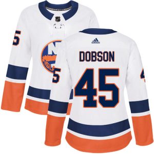 Stylish Adidas Islanders #45 Noah Dobson White Road Authentic Women's Stitched NHL Jersey perfect for game days