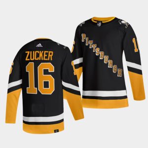 Stylish Adidas Penguins #16 Jason Zucker Men's 2021 22 Alternate Authentic NHL Jersey Black for die - hard hockey fans