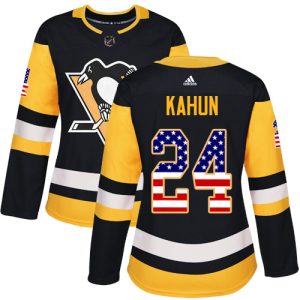Fantastic Adidas Penguins #24 Dominik Kahun Black Home Authentic USA Flag Women's Stitched NHL Jersey to complete your fan gear collection