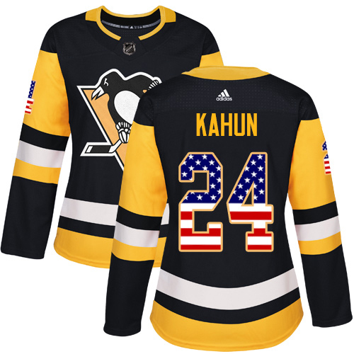 Fantastic Adidas Penguins #24 Dominik Kahun Black Home Authentic USA Flag Women's Stitched NHL Jersey to complete your fan gear collection