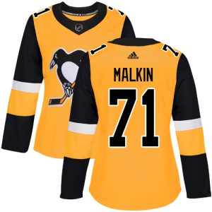 Impressive Adidas Penguins #71 Evgeni Malkin Gold Alternate Authentic Women's Stitched NHL Jersey to complete your fan gear collection