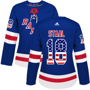 Gorgeous Adidas Rangers #18 Marc Staal Royal Blue Home Authentic USA Flag Women's Stitched NHL Jersey for die - hard hockey fans