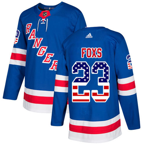 Stylish Adidas Rangers #23 Adam Foxs Royal Blue Home Authentic USA Flag Stitched NHL Jersey for ultimate sports enthusiasts