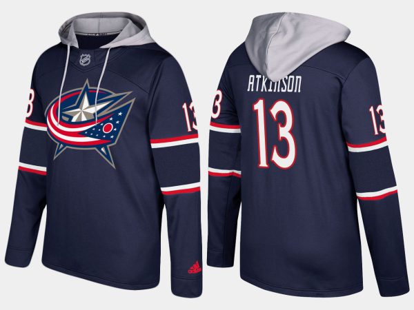 Stylish Blue Jackets #13 Cam Atkinson Navy Name And Number Hoodie to show your team spirit