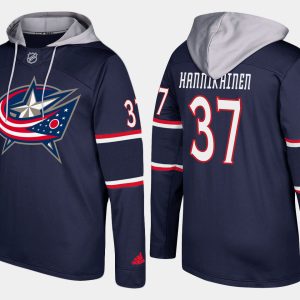 Stylish Blue Jackets #37 Markus Hannikainen Navy Name And Number Hoodie a must - have for collectors