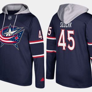 Stylish Blue Jackets #45 Lukas Sedlak Navy Name And Number Hoodie for ultimate sports enthusiasts