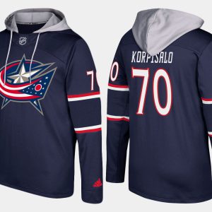 Sleek Blue Jackets #70 Joonas Korpisalo Navy Name And Number Hoodie a must - have for collectors