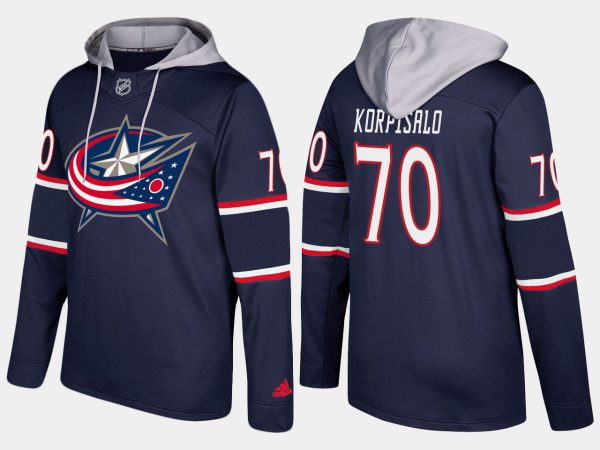 Sleek Blue Jackets #70 Joonas Korpisalo Navy Name And Number Hoodie a must - have for collectors