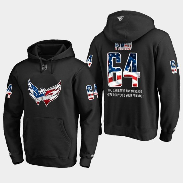 Gorgeous Capitals #64 Brian Pinho NHL Banner Wave Usa Flag Black Hoodie to complete your fan gear collection