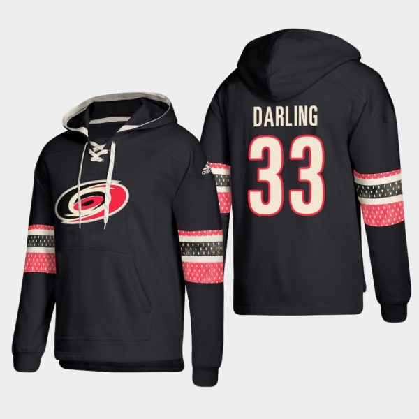 Amazing Carolina Hurricanes #33 Scott Darling Black adidas Lace Up Pullover Hoodie a must - have for collectors
