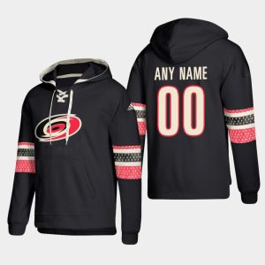 Sleek Carolina Hurricanes Personalized Lace Up Pullover Hoodie Black for die - hard hockey fans