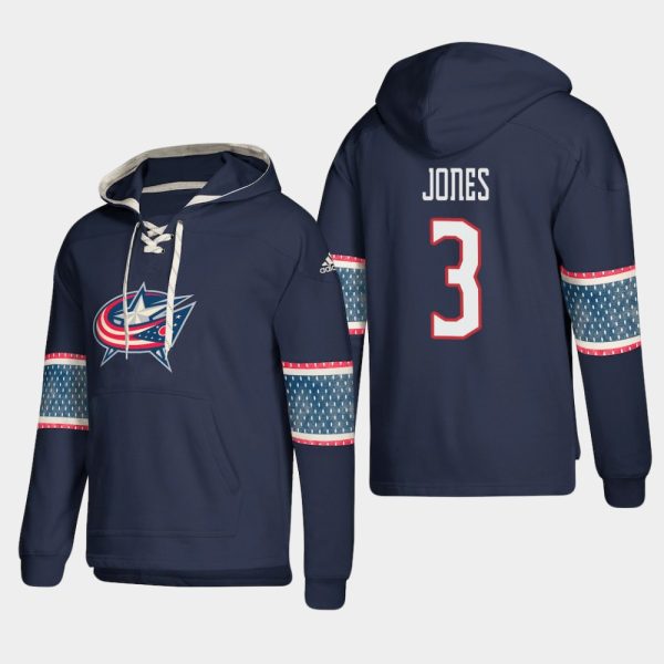 Unique Columbus Blue Jackets #3 Seth Jones Blue adidas Lace Up Pullover Hoodie for die - hard hockey fans