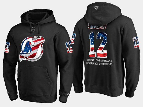 Fantastic Devils #12 Ben Lovejoy NHL Banner Wave Usa Flag Black Hoodie perfect for game days
