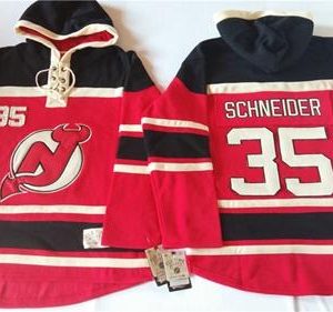 Gorgeous Devils #35 Cory Schneider Red Sawyer Hooded Sweatshirt Stitched NHL Jersey to stand out at the arena