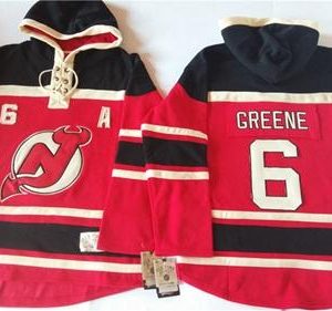 Gorgeous Devils #6 Andy Greene Red Sawyer Hooded Sweatshirt Stitched NHL Jersey to complete your fan gear collection