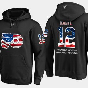 Stylish Flyers #12 Michael Raffl NHL Banner Wave Usa Flag Black Hoodie for die - hard hockey fans