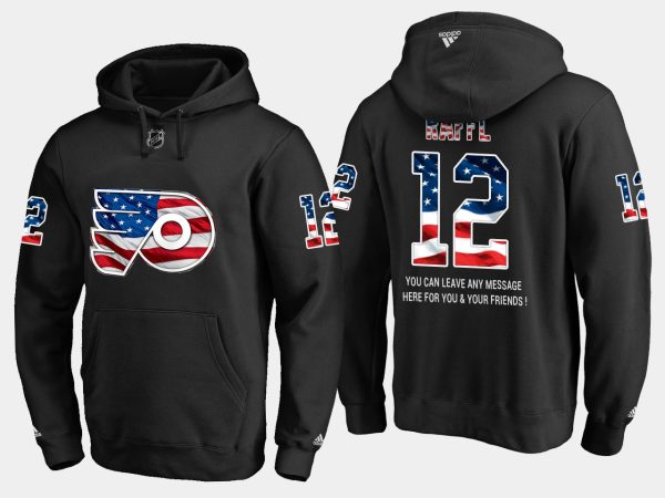Stylish Flyers #12 Michael Raffl NHL Banner Wave Usa Flag Black Hoodie for die - hard hockey fans
