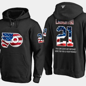 Stylish Flyers #21 Scott Laughton NHL Banner Wave Usa Flag Black Hoodie to stand out at the arena