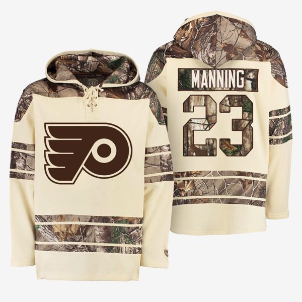 Stylish Flyers #23 Brandon Manning Cream Camo NHL Hoodie perfect for game days