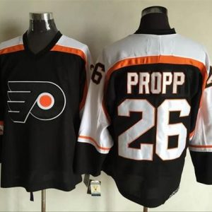 Sleek Flyers #26 Brian Propp Black CCM Throwback Stitched NHL Jersey to complete your fan gear collection