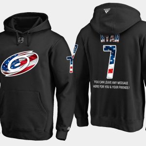 Stylish Hurricanes #7 Derek Ryan NHL Banner Wave Usa Flag Black Hoodie a must - have for collectors