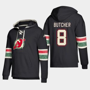 Gorgeous New Jersey Devils #8 Will Butcher Black adidas Lace Up Pullover Hoodie for die - hard hockey fans