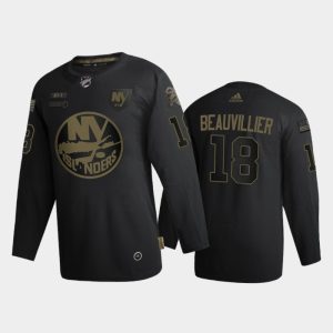 Amazing New York Islanders #18 Anthony Beauvillier Men's Adidas 2020 Veterans Day Authentic NHL Jersey Black a must - have for collectors
