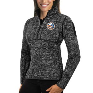 Stunning New York Islanders Antigua Women's Fortune 1/2 Zip Pullover Sweater Charcoal to complete your fan gear collection