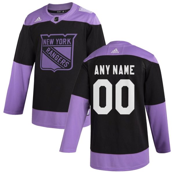 Stylish New York Rangers Adidas Hockey Fights Cancer Custom Practice Jersey Black to stand out at the arena