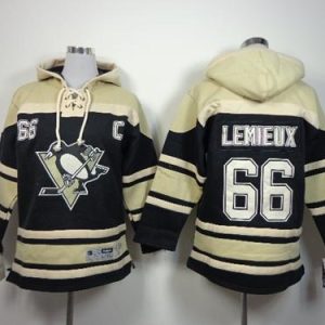 Amazing Penguins #66 Mario Lemieux Black Sawyer Hooded Sweatshirt Stitched Youth NHL Jersey for ultimate sports enthusiasts