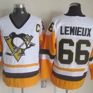 Fantastic Penguins #66 Mario Lemieux White/Black CCM Throwback Stitched NHL Jersey to complete your fan gear collection