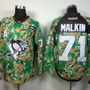 Impressive Penguins #71 Evgeni Malkin Camo Veterans Day Practice Stitched NHL Jersey to complete your fan gear collection