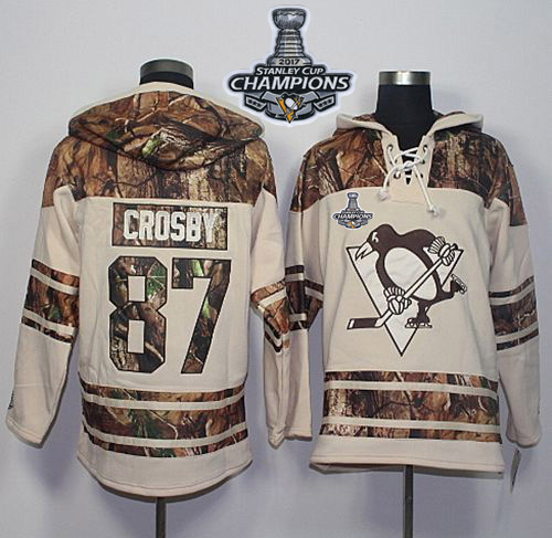 Unique Penguins #87 Sidney Crosby Cream/Camo 2017 Stanley Cup Finals Champions Stitched NHL Jersey to complete your fan gear collection
