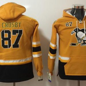 Stylish Penguins #87 Sidney Crosby Yellow Youth Name & Number Pullover NHL Hoodie to complete your fan gear collection