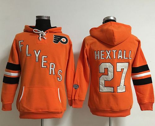 Amazing Philadelphia Flyers #27 Ron Hextall Orange Women's Old Time Heidi NHL Hoodie to show your team spirit