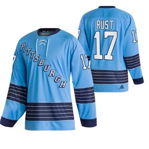 Stunning Pittsburgh Penguins #17 Bryan Rust Adidas Men's NHL Light Blue Team Classics Authentic Jersey for die - hard hockey fans