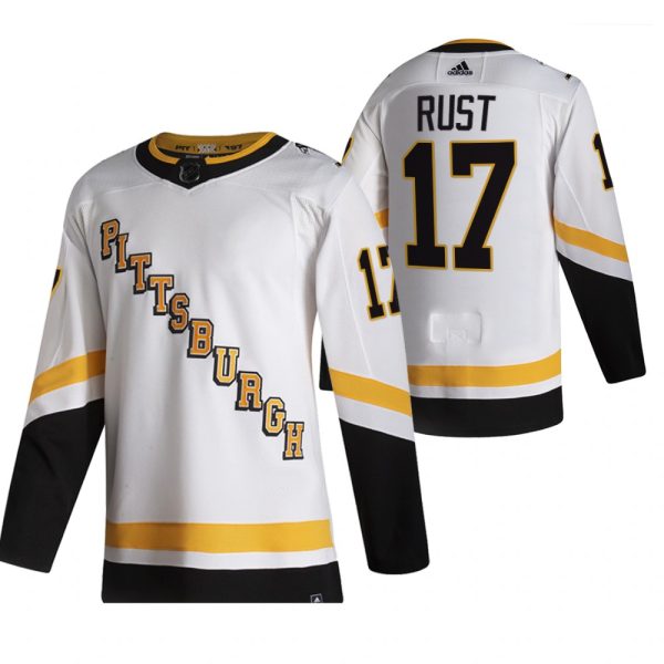 Stunning Pittsburgh Penguins #17 Bryan Rust White Men's Adidas 2020 21 Reverse Retro Alternate NHL Jersey to stand out at the arena