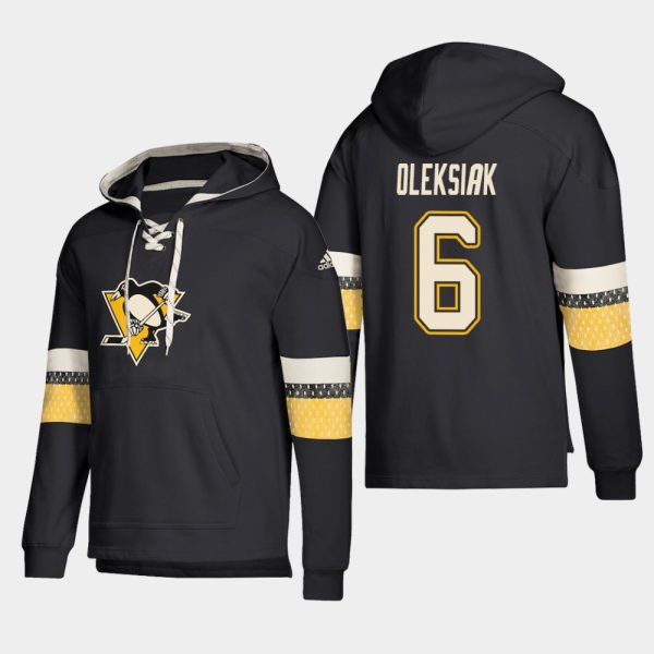 Unique Pittsburgh Penguins #6 Jamie Oleksiak Black adidas Lace Up Pullover Hoodie to complete your fan gear collection
