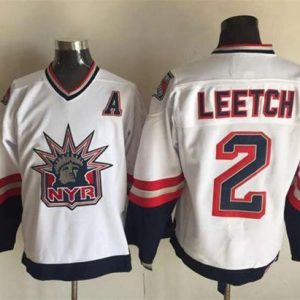 Amazing Rangers #2 Brian Leetch White CCM Statue of Liberty Stitched NHL Jersey to stand out at the arena