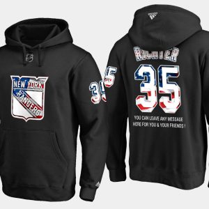 Gorgeous Rangers #35 Mike Richter NHL Banner Wave Usa Flag Black Hoodie to complete your fan gear collection