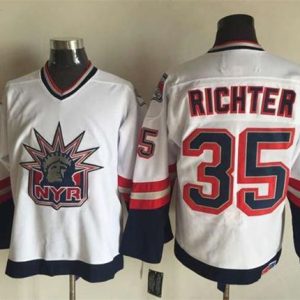 Gorgeous Rangers #35 Mike Richter White CCM Statue of Liberty Stitched NHL Jersey for die - hard hockey fans