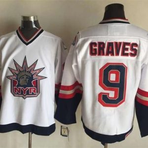 Sleek Rangers #9 Adam Graves White CCM Statue of Liberty Stitched NHL Jersey perfect for game days