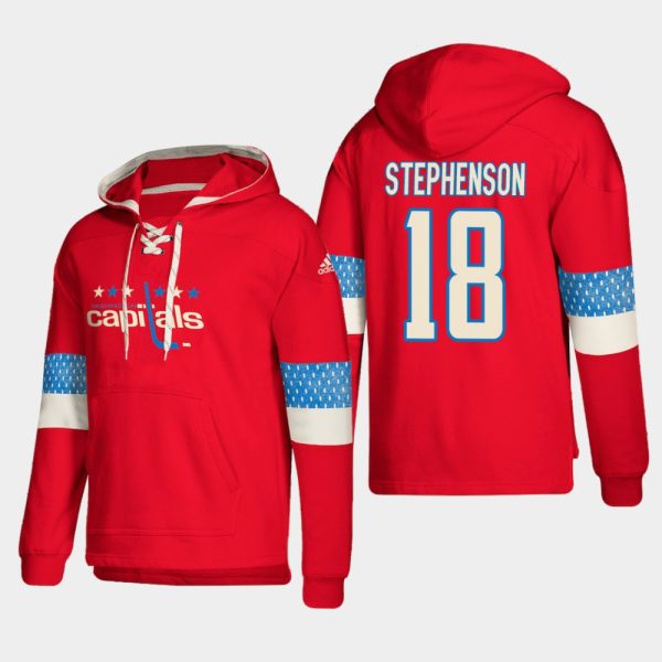 Fantastic Washington Capitals #18 Chandler Stephenson Red adidas Lace Up Pullover Hoodie for ultimate sports enthusiasts