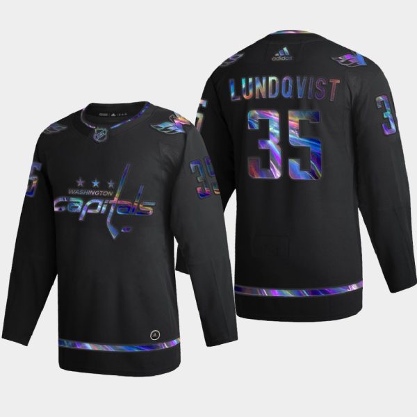 Gorgeous Washington Capitals #35 Henrik Lundqvist Men's Nike Iridescent Holographic Collection NHL Jersey Black perfect for game days
